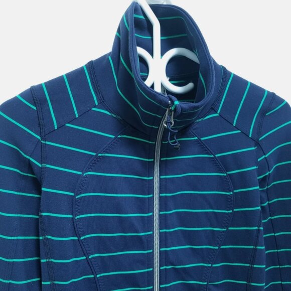 Lululemon Nice Asana Jacket 2 XXS Inkwell Slalom Stripe Womens Zipper Sweater - Picture 6 of 8